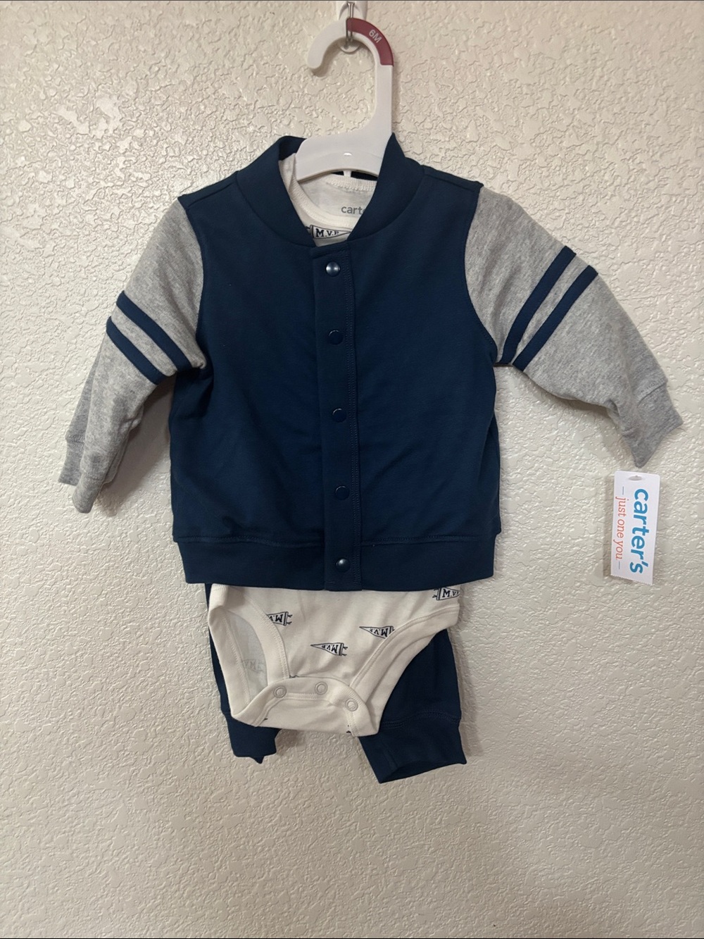 Carter's Navy and Gray Baby Varsity Jacket Set